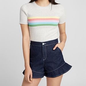 Retro flared high waist jeans shorts 100% cotton EUC